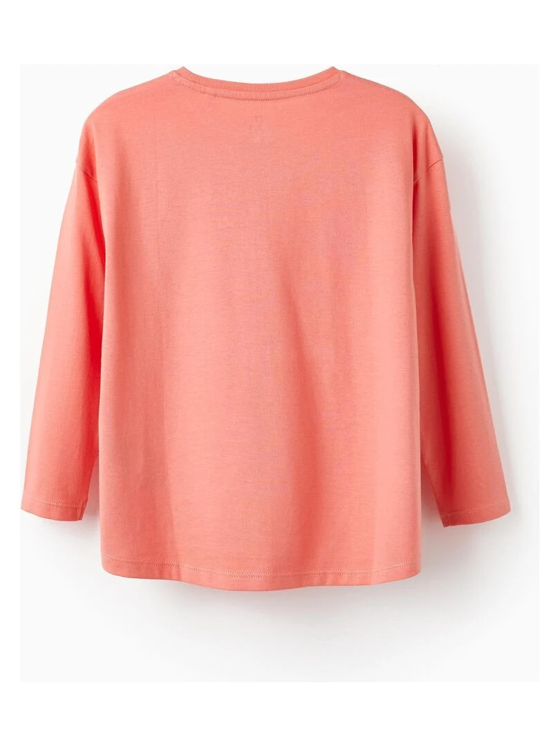 T shirt à manches longues pour fille 'Joyful' manches longues Orange corail