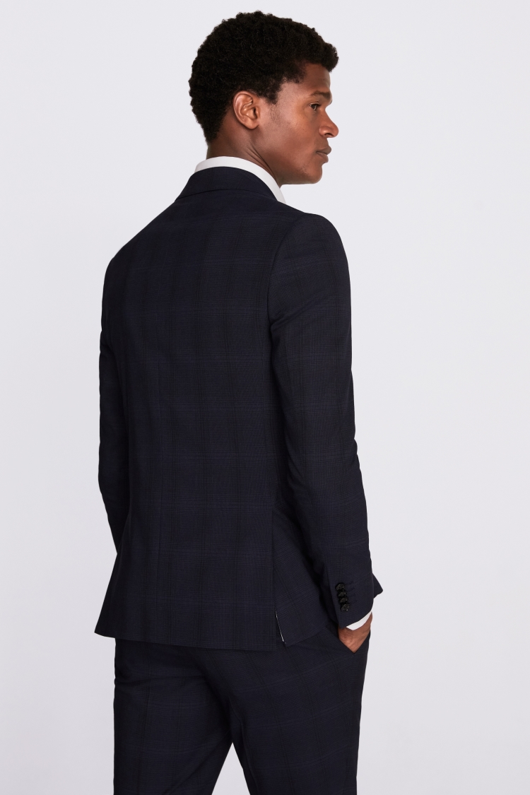 Slim Fit Navy Check Jacket   Buy Online at Moss