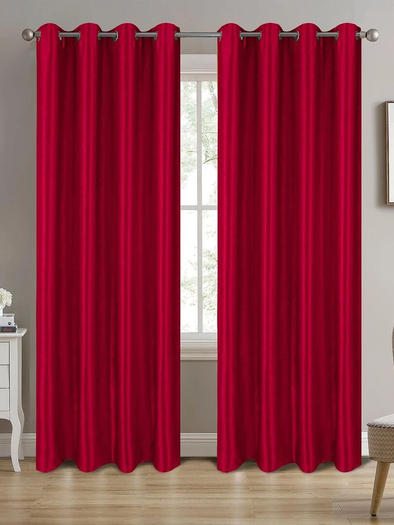 Paire de rideaux occultants à motifs géométriques Rouge