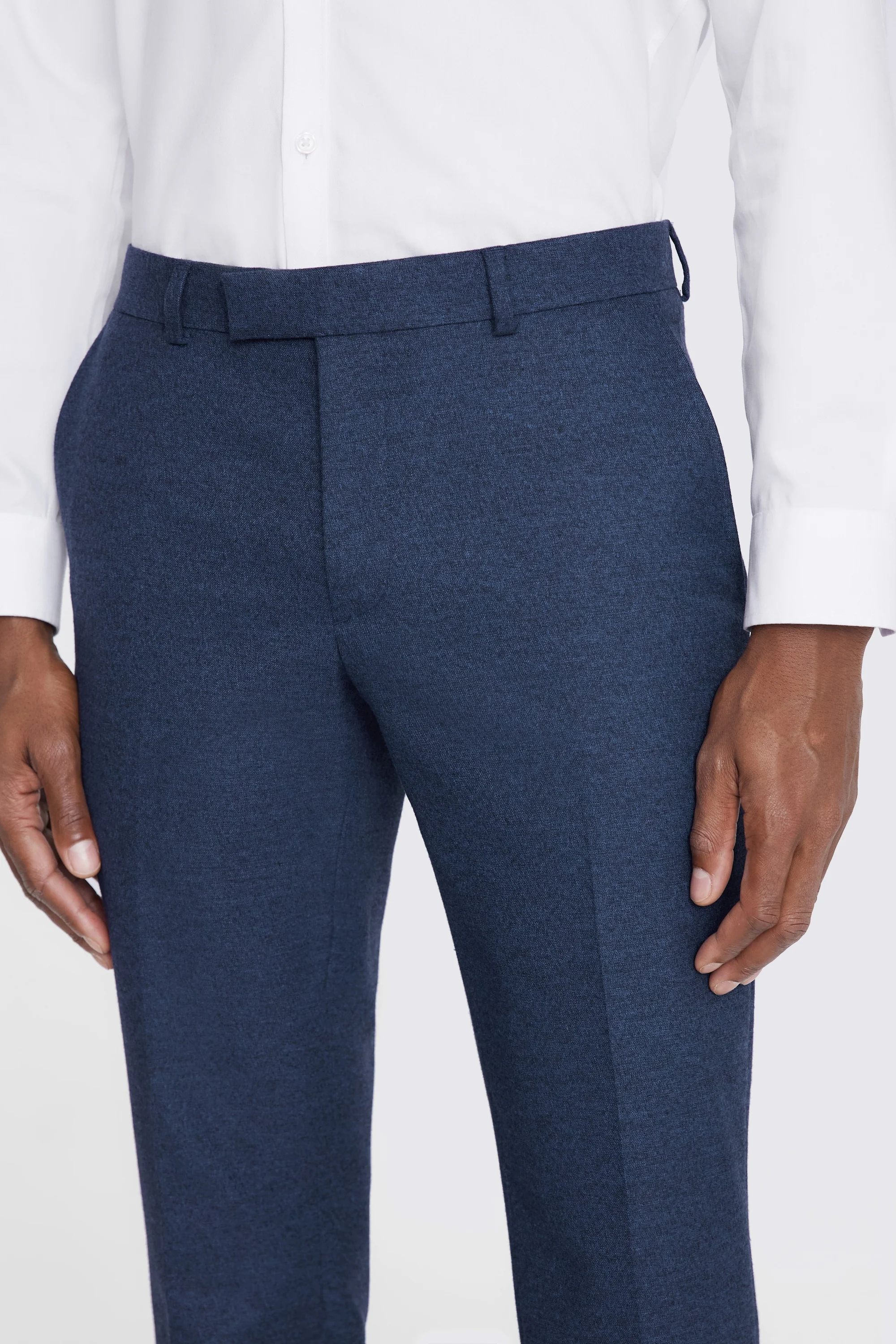 Slim Fit Blue Flannel Trousers   Buy Online at Moss