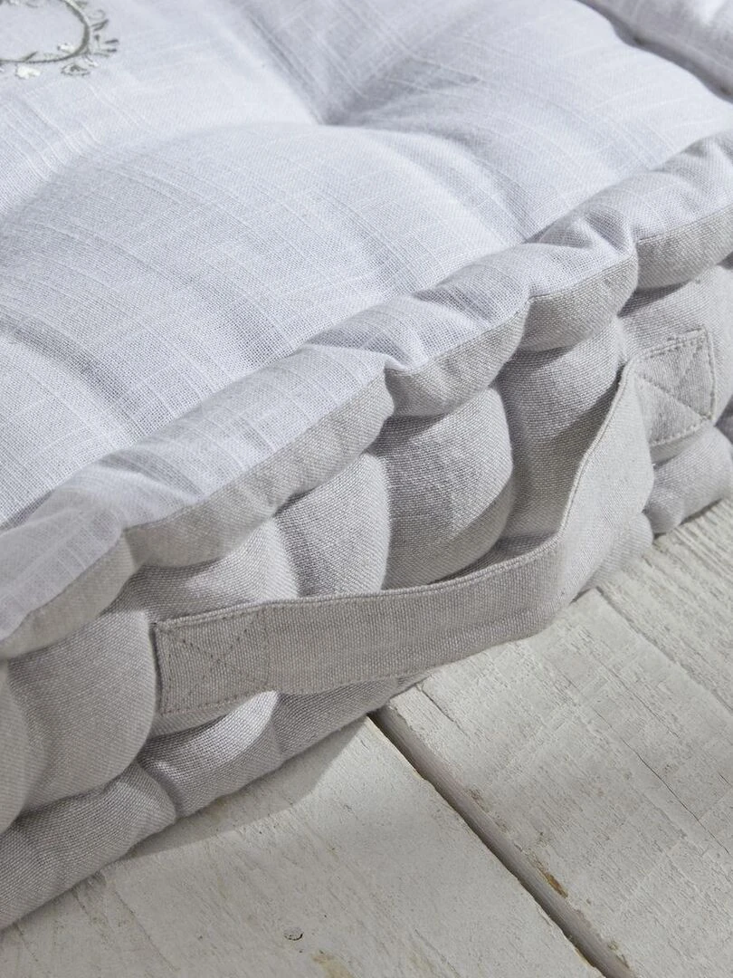 Coussin de sol avec broderies 'CHARME' 'TODAY'   Gris clair