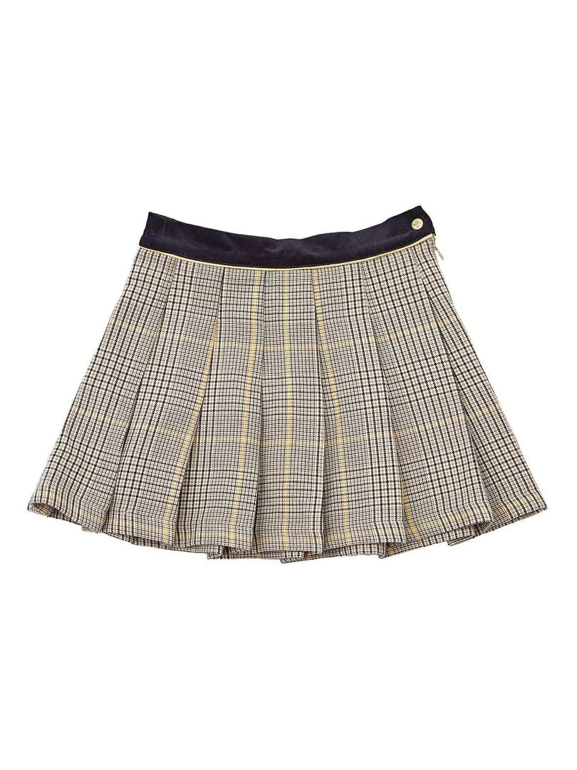 Jupe Écossaise Fille  Laine Carrx Tartan Marron Jaune  LONDON   'LA FAUTE A VOLTAIRE'   Marron