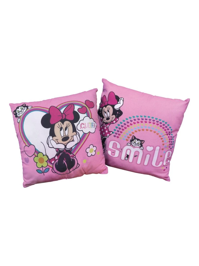 Coussin imprimé 100% coton  DISNEY MINNIE SHOPPING   Rose