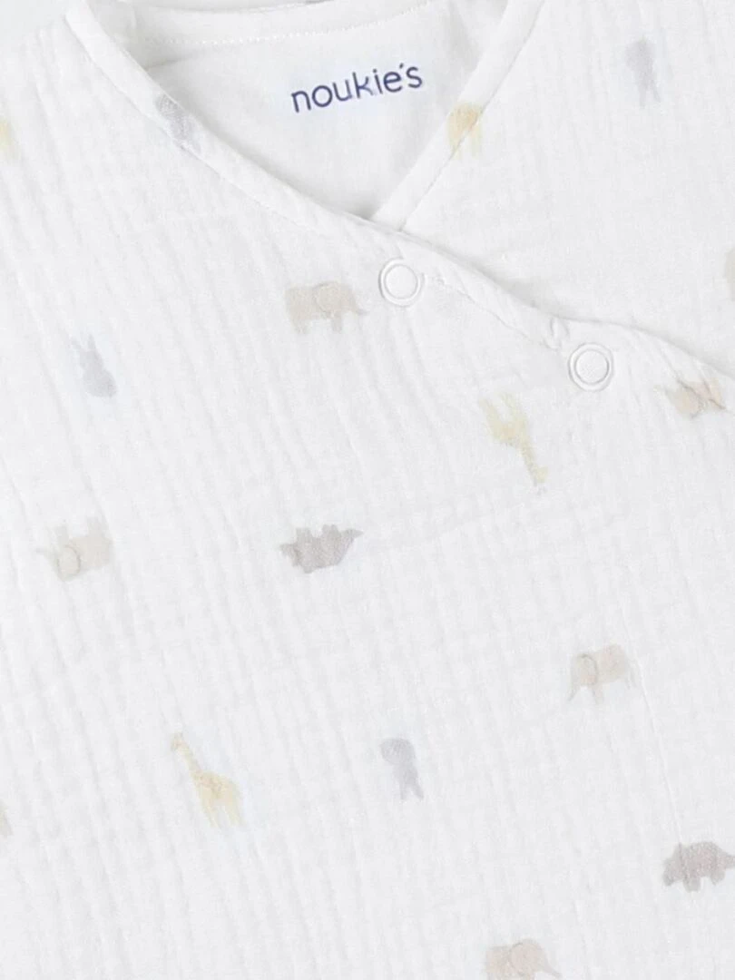 Gigoteuse 50 cm imprimé animalier en mousseline ouatinée    Beige
