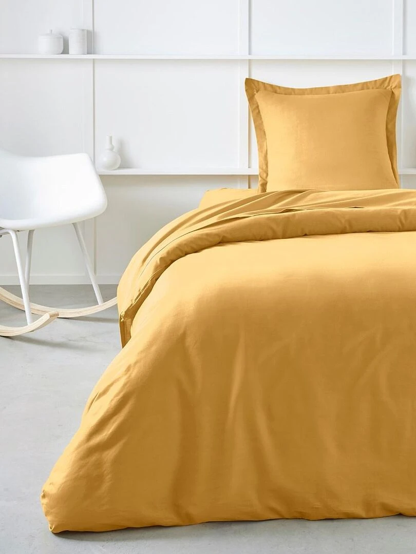 Drap housse 1 personne uni 'ESSENTIAL' 'TODAY'   Jaune