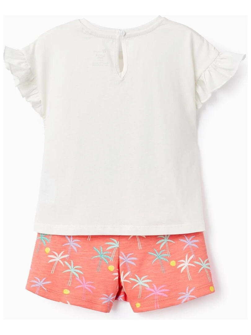 T Shirt + Jupe Culotte pour Bébé Fille 'Palmiers' EXPLORING AUSTRALIA Blanc