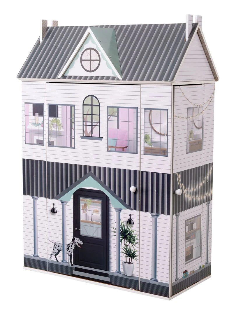 Maison de poupée en bois enfant 3 étages avec 13 accessoires mobilier blanche Farmhouse   N/A