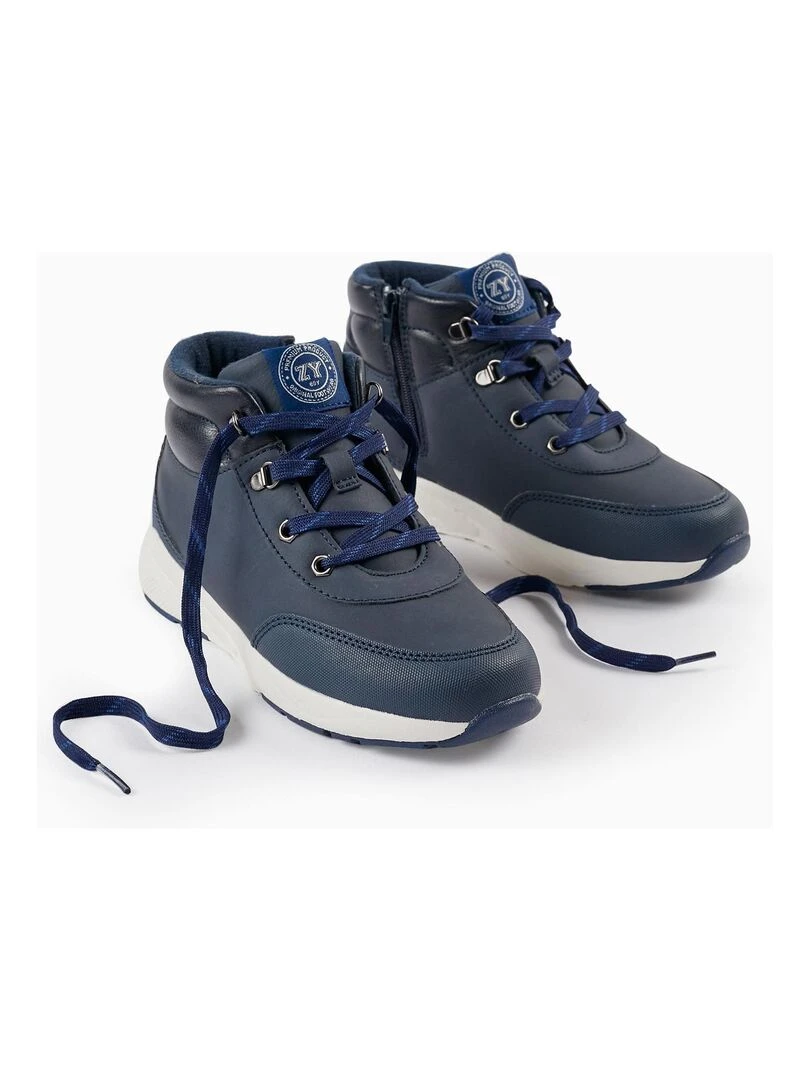 Bottes de montagne en laine cardée pour garçon NORTHERN CALLING Bleu foncé