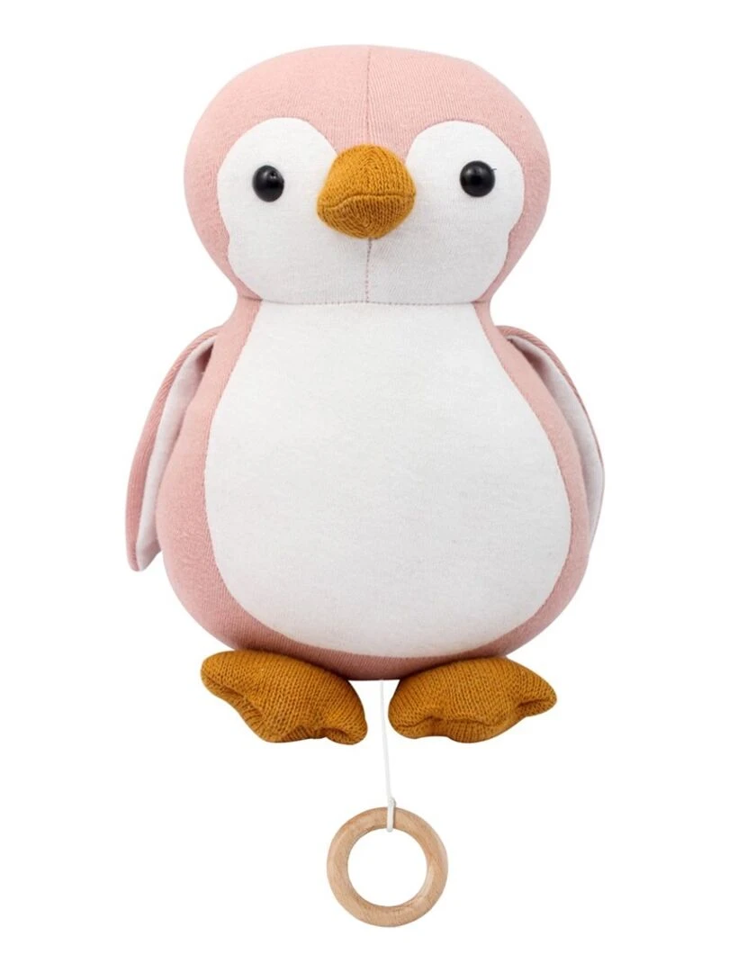 Boîte à musique en coton jersey pingouin Rose