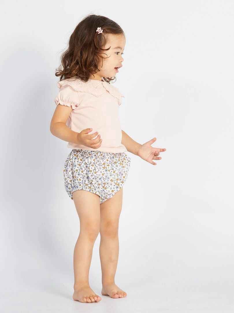 Tee shirt avec col claudine   Rose