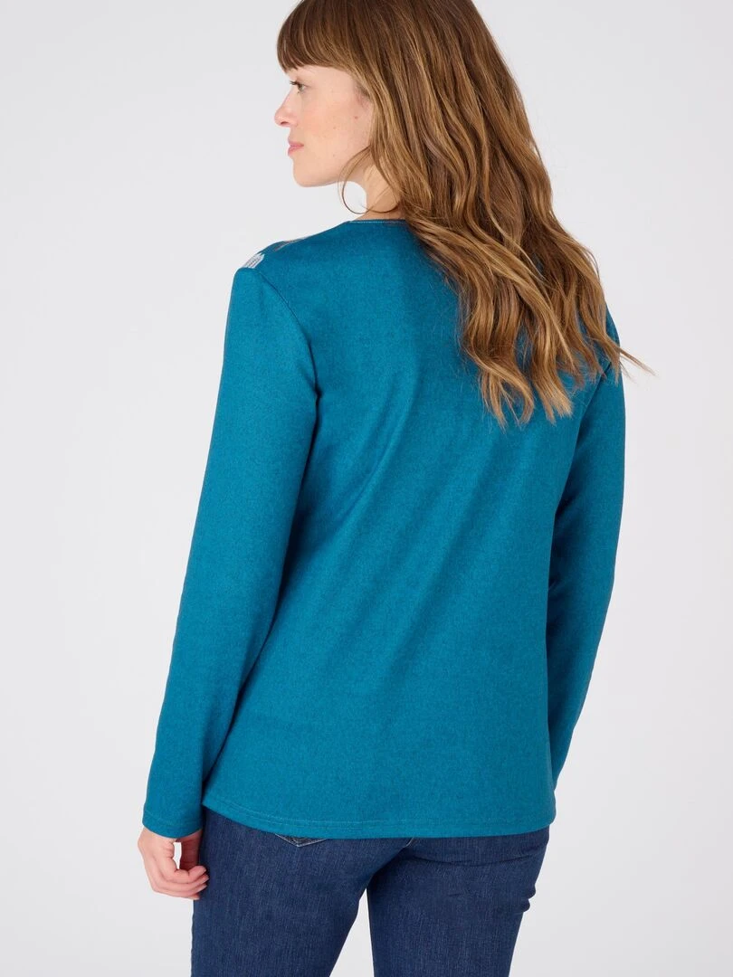 Tee shirt maille chaude fleuri   Damart   Vert