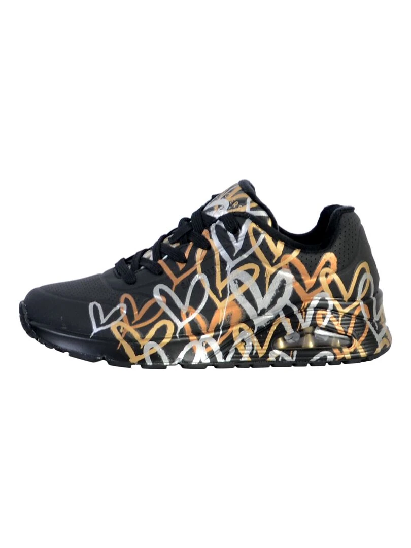 Basket à Lacets Skechers Uno Metallic Love Noir