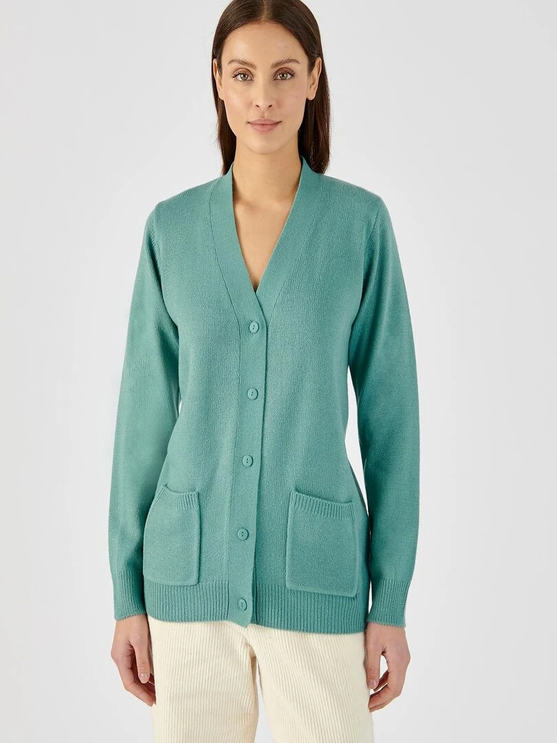 Gilet classique maille jersey    Damart   Vert clair