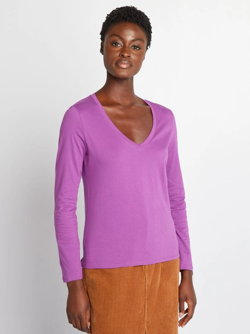 T shirt col V   Violet