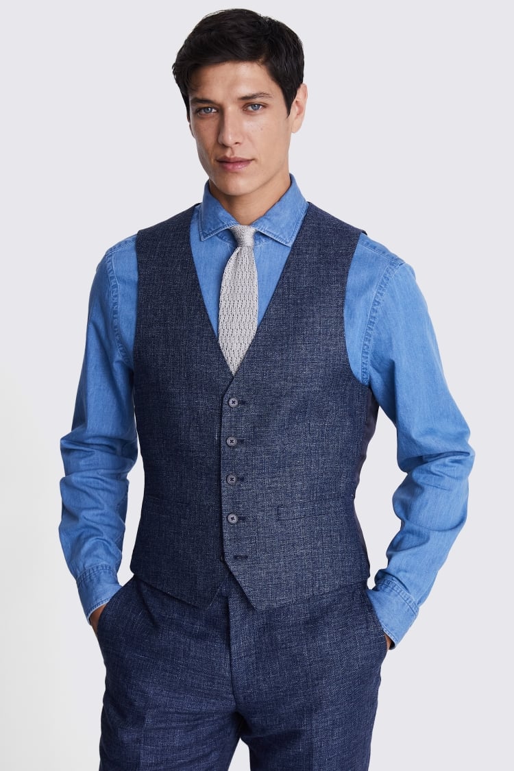 Slim Fit Brown Tweed Waistcoat    Buy Online at Moss