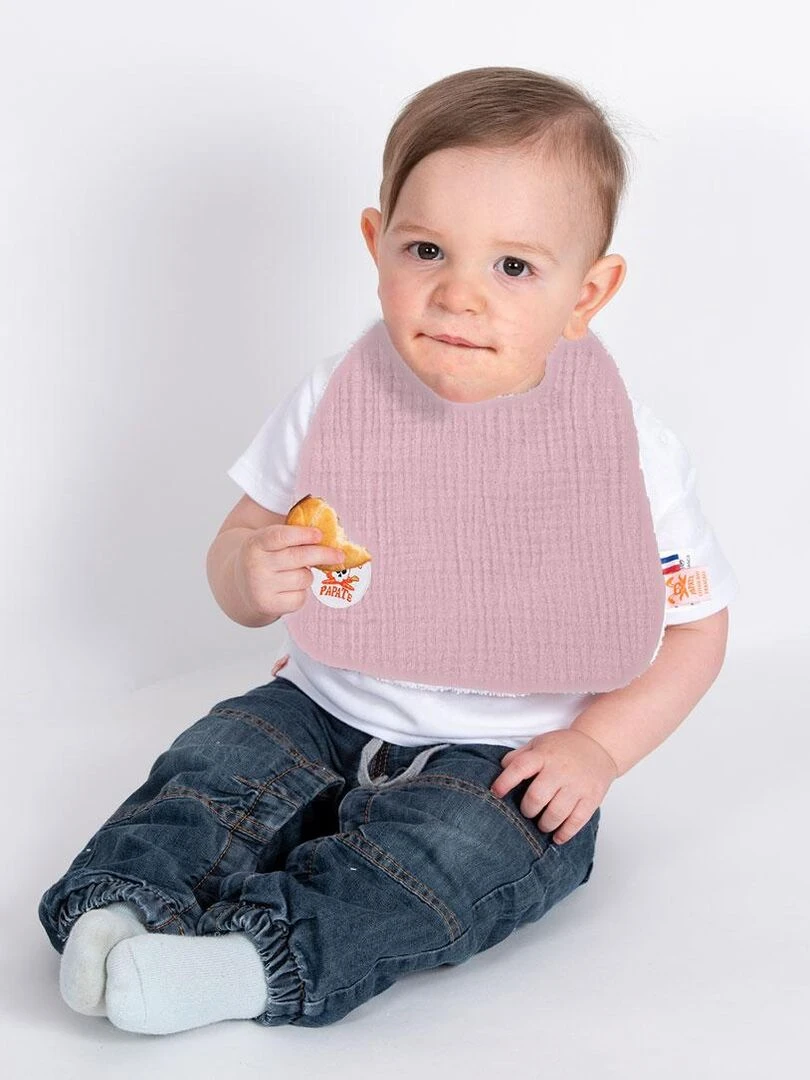 Bavoir en Coton Bio Rose   Rose