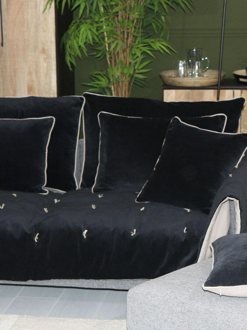 Plaid Effet velours doublé tissu Noir