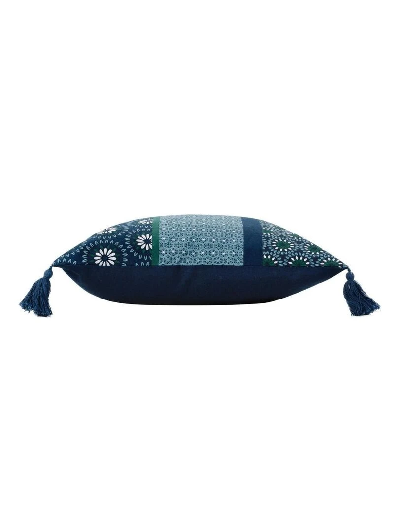 Housse de coussin à pompons Catalaya Bleu 40x40 cm   Bleu