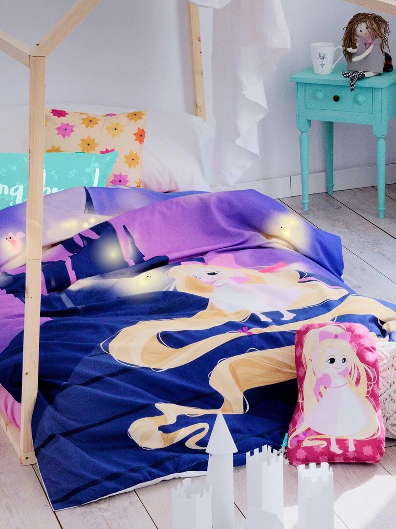 Parure housse de couette 2 pièces Long braid "Happyfriday"   Jaune