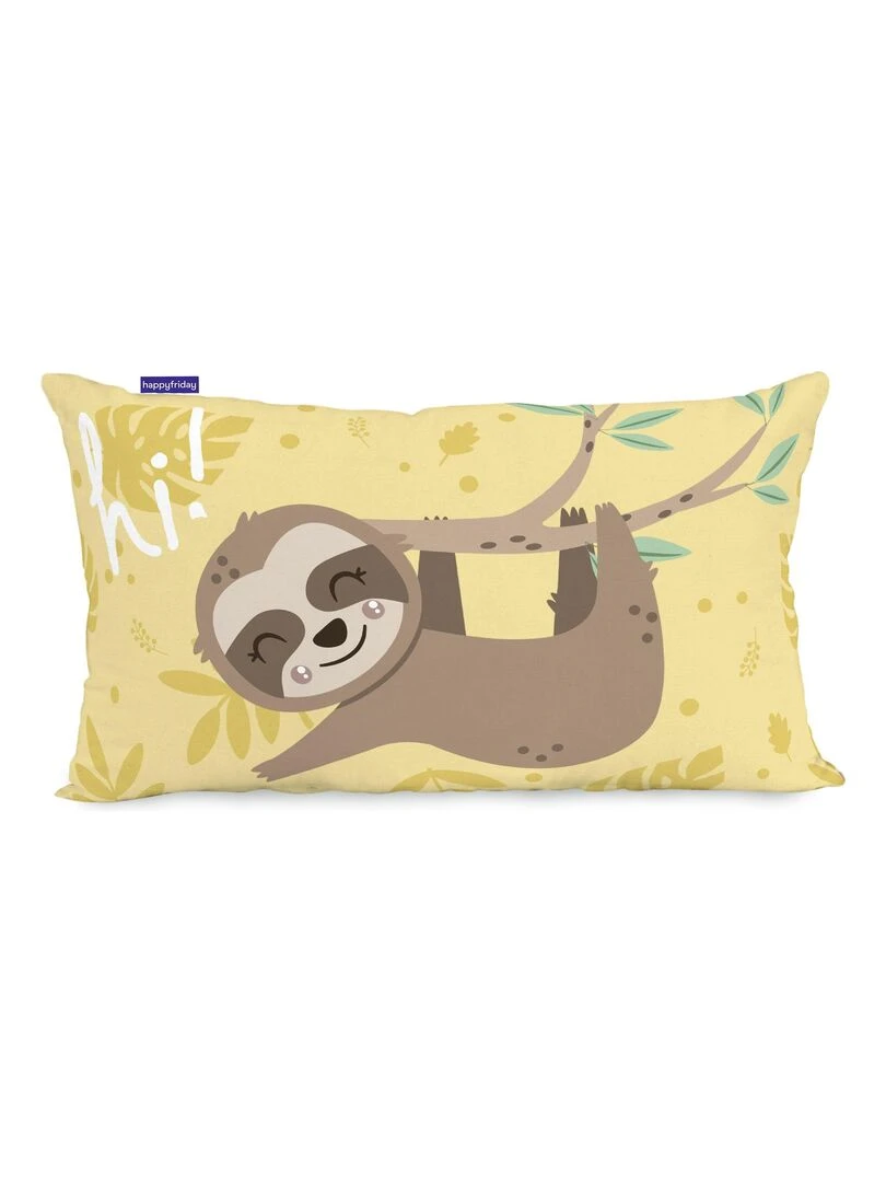 Housse de coussin Happy sloth "Happyfriday" Blanc