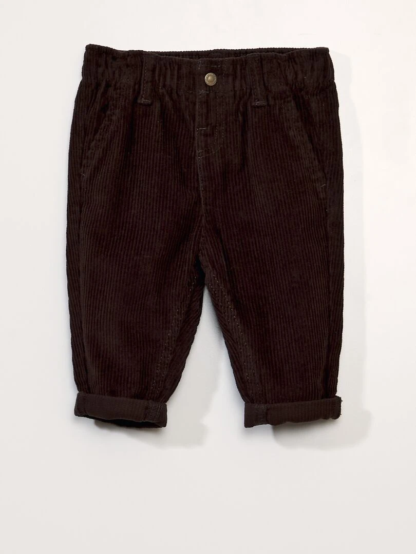 Pantalon paperbag en velours Marron