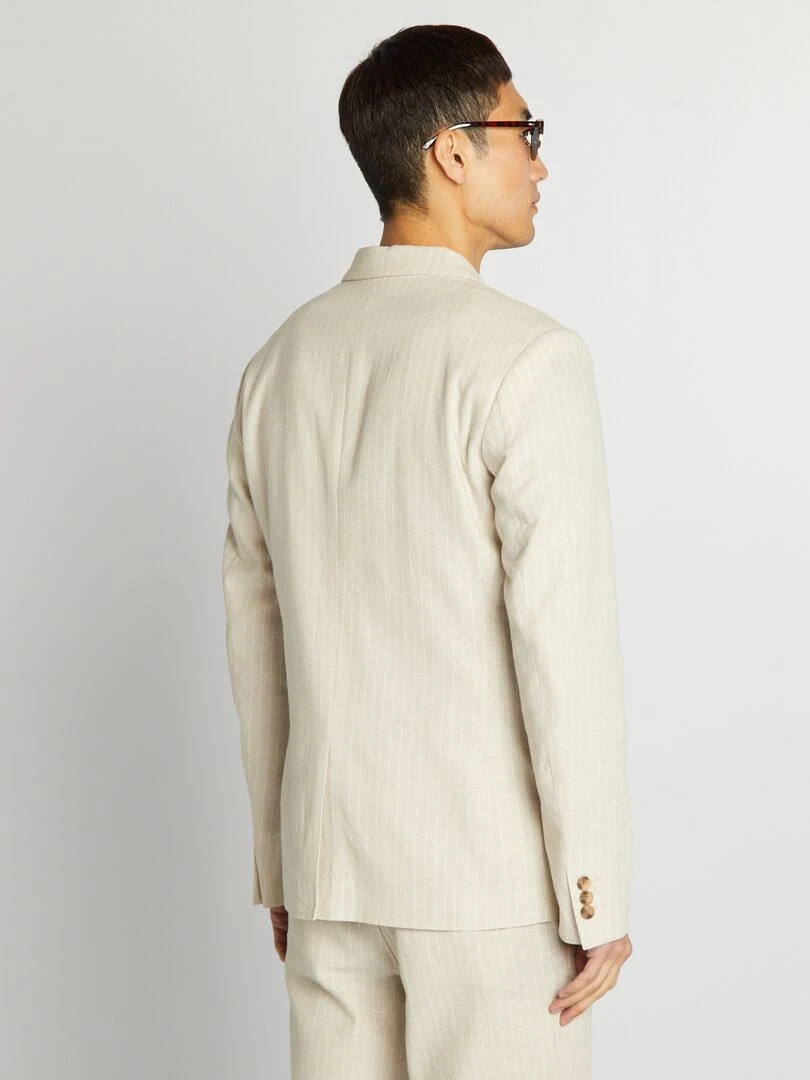 Veste de costume en lin mélangé   Beige