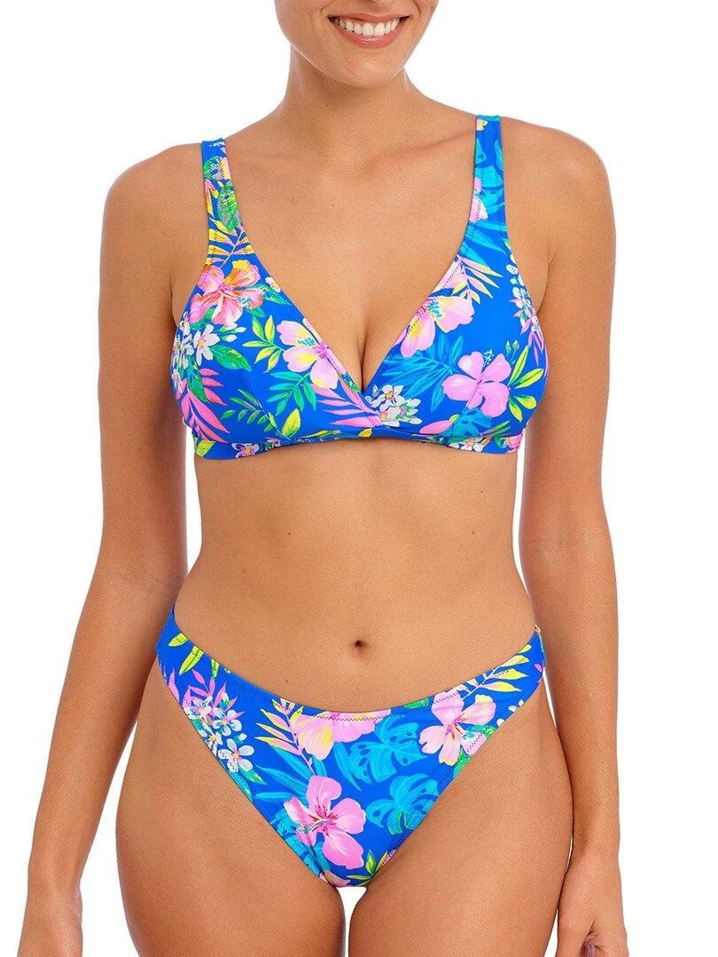 Haut de maillot fleuri sans armatures Hot Tropics Bleu