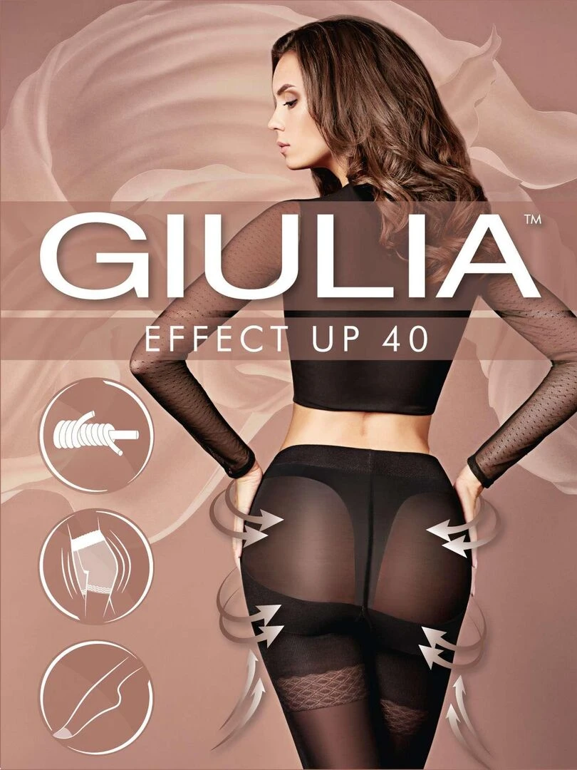 Giulia Effect Up Collant 40den semi transparent avec effet Lift Up Noir M Noir