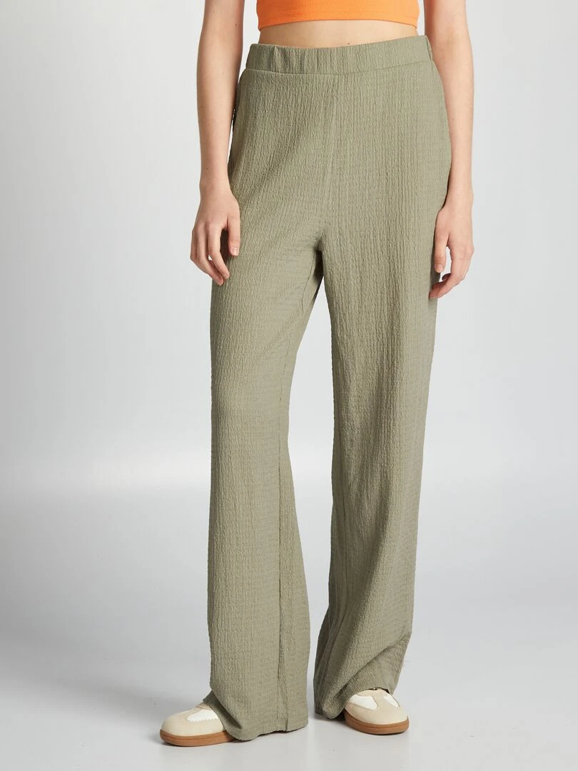 Pantalon large gaufrée Kaki clair