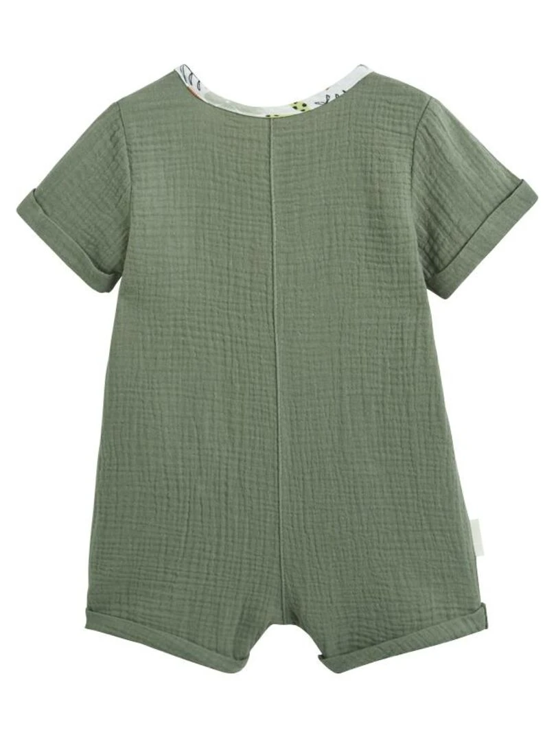 Combishort bébé en gaze de coton Dumbea Kaki