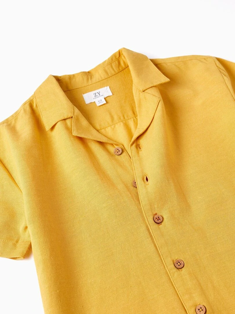 Chemise à Manches Courtes en Lin pour Garçon manches courtes   Blanc Orange clair