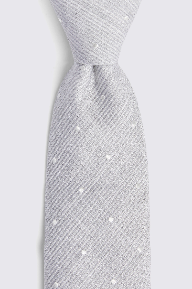 Silver Silk Blend Textured Spot Tie Buy Online at Moss
