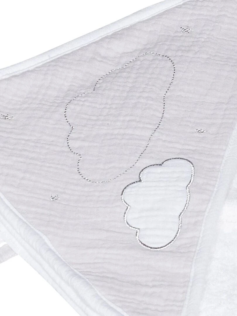 Cape de bain et gant en coton SAUTHON Blanc Gris