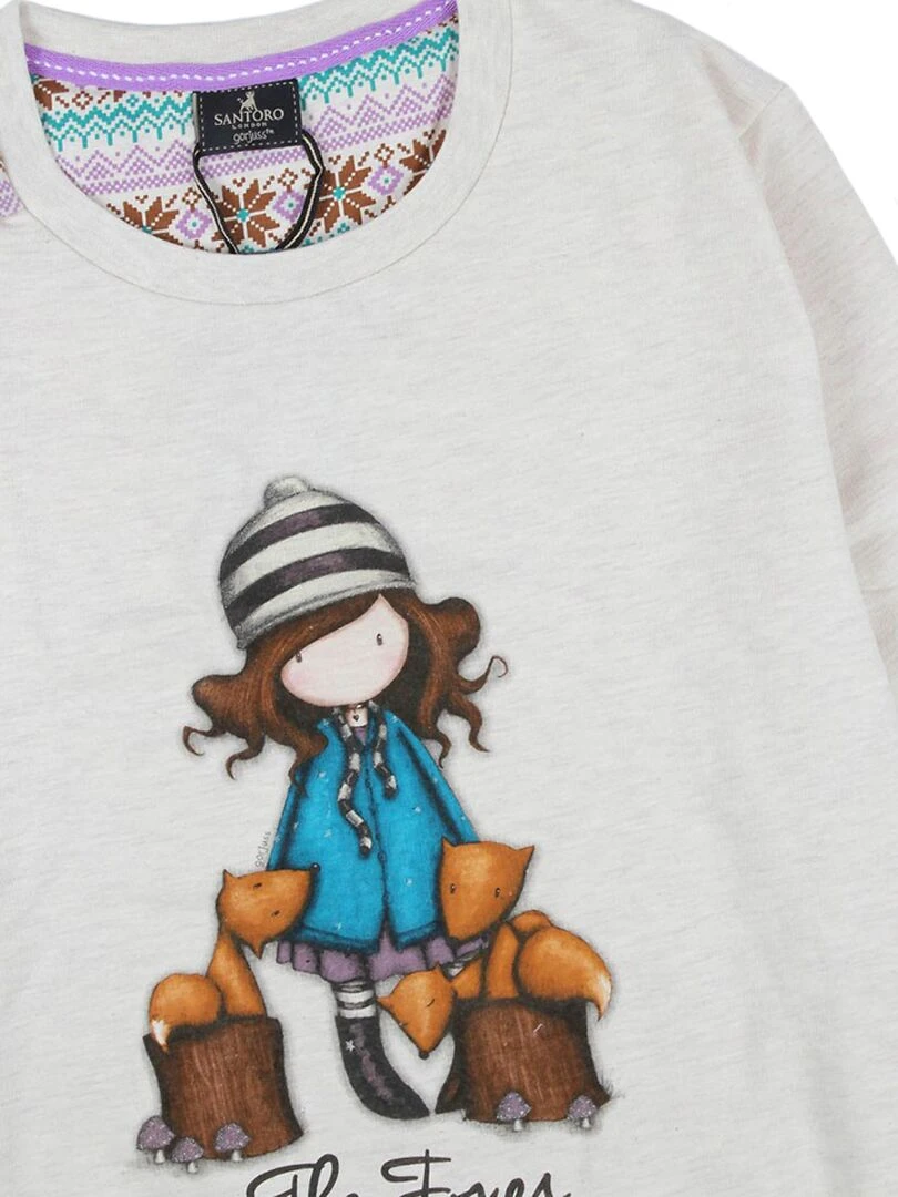 Pyjama manches longues pantalon Felpa The Foxes ivoire   Ecru