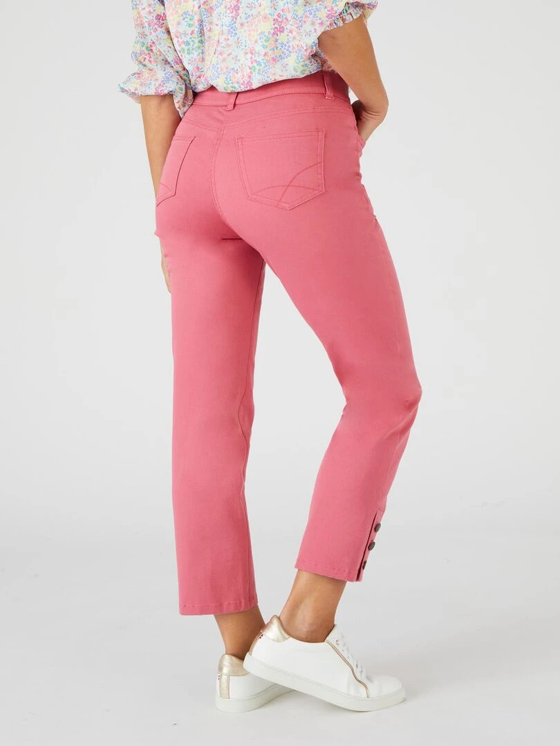 Pantalon 7/8ème boutons bas de jambes   Damart   Rose framboise