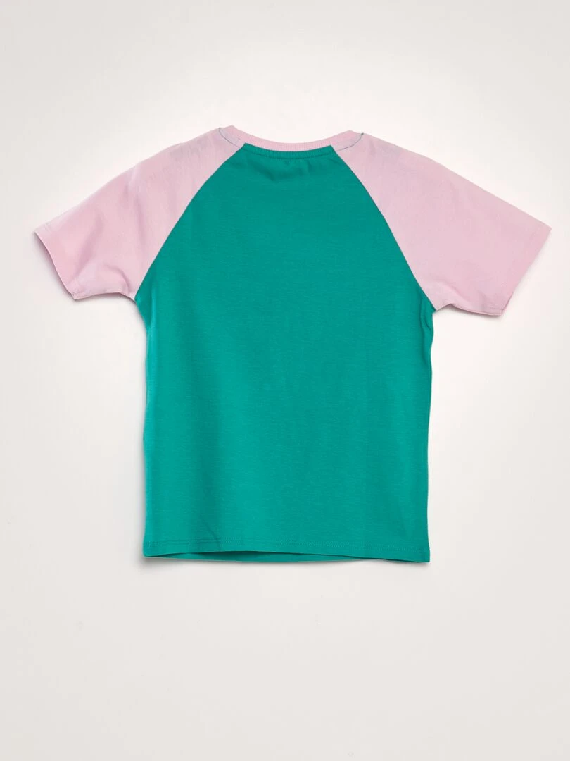 T shirt en coton à col rond   Vert/rose