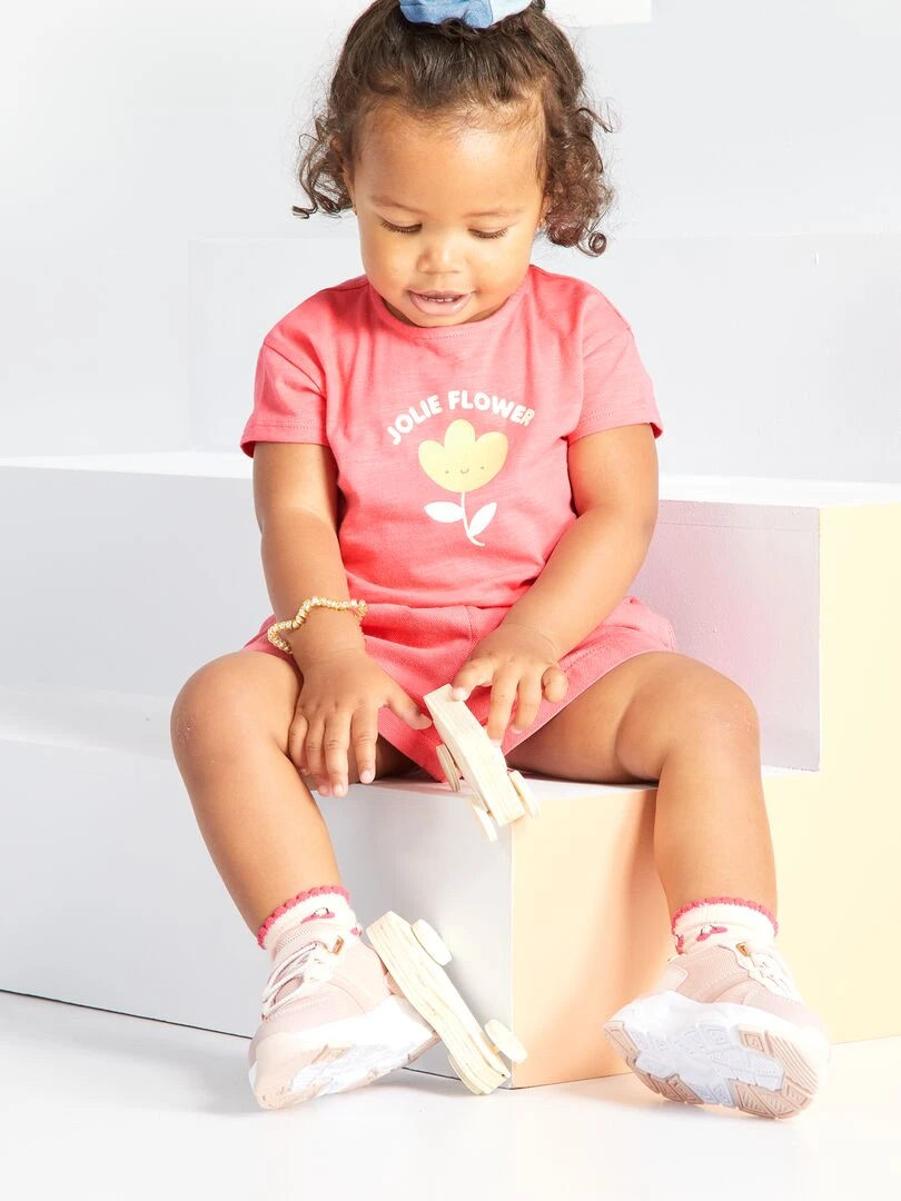 T shirt avec imprimé Rose