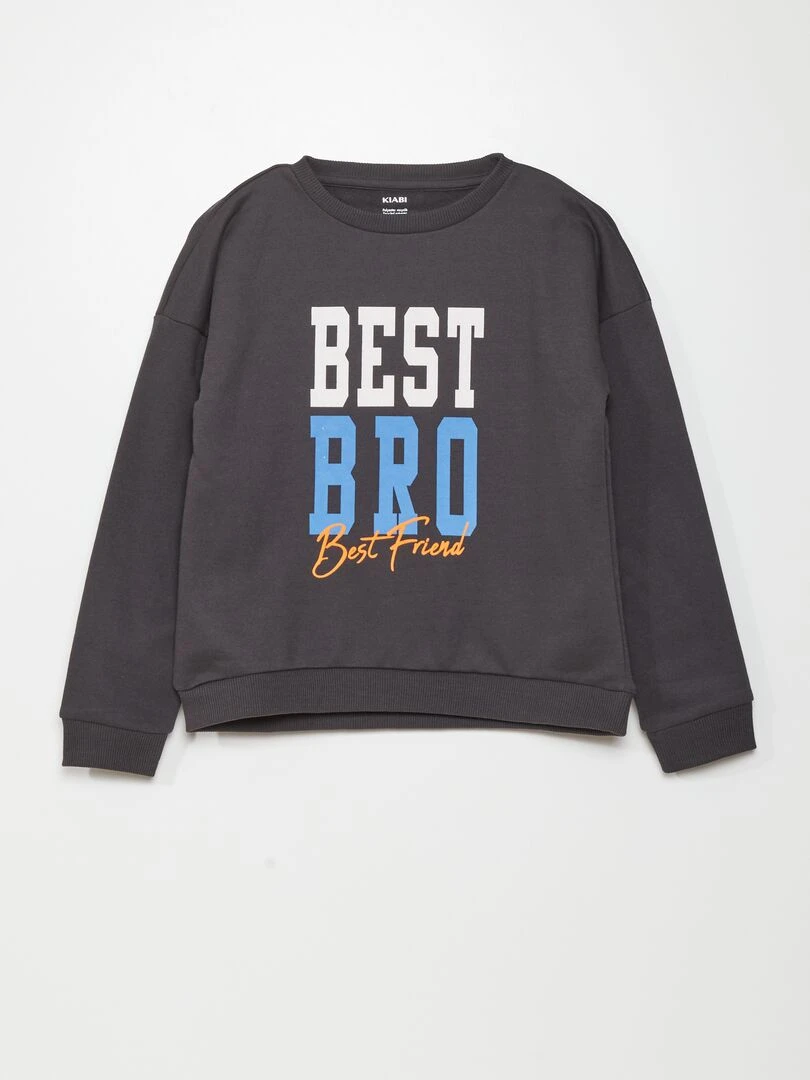 Sweat en molleton avec imprimé Gris