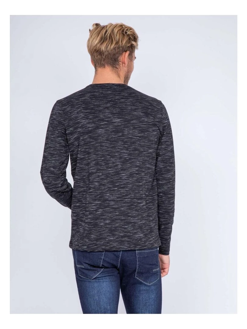 T shirt manches longues col rond pur coton JILAMBY   Noir