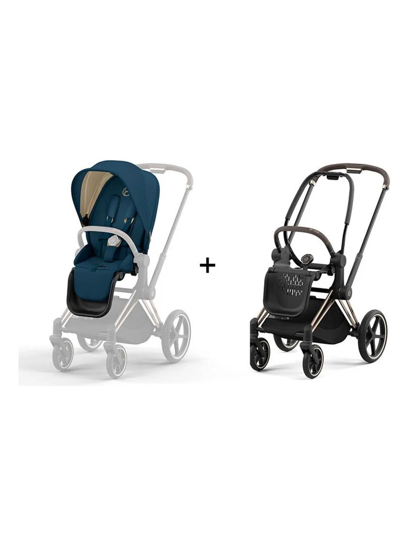 Poussette PRIAM 4 châssis Rose Gold siège Mountain Blue N/A