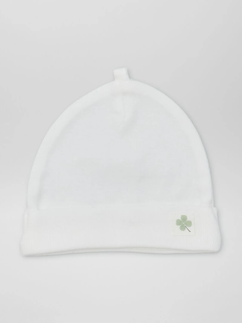 Lot de 2 bonnets de naissance   Beige/blanc