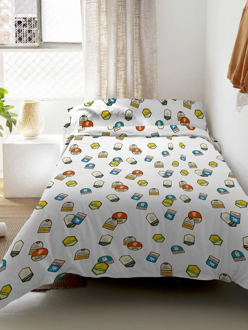 Parure housse de couette 2 pièces Son avion (D) "Happyfriday"   Blanc