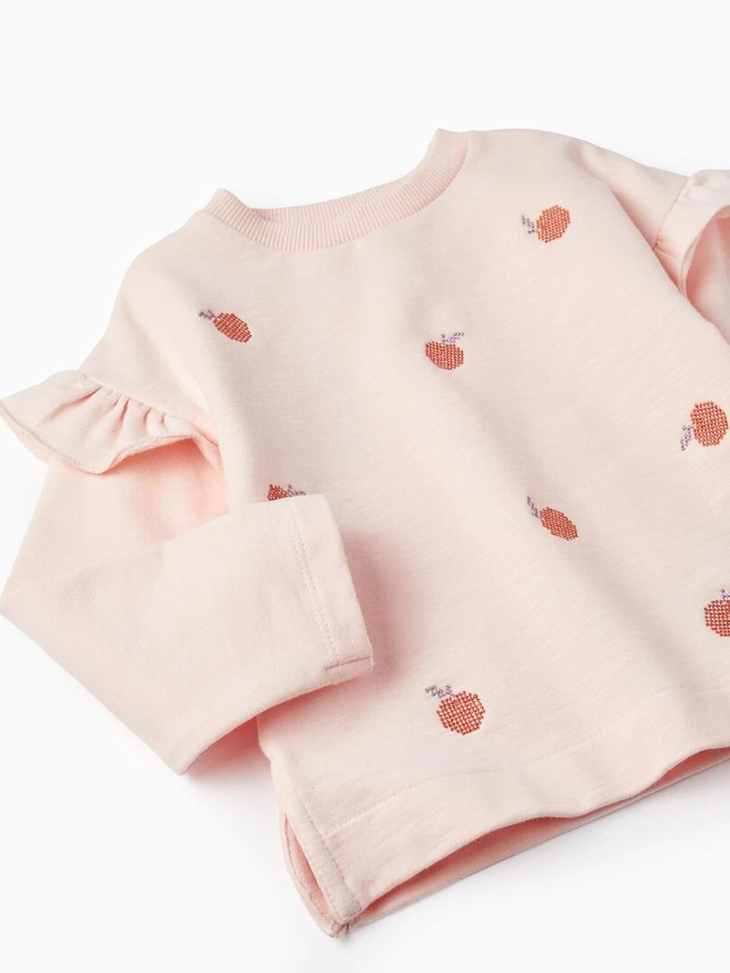 Sweat en Coton avec Volants pour Fille 'Peach'  SICILIAN DAYS   Rose clair