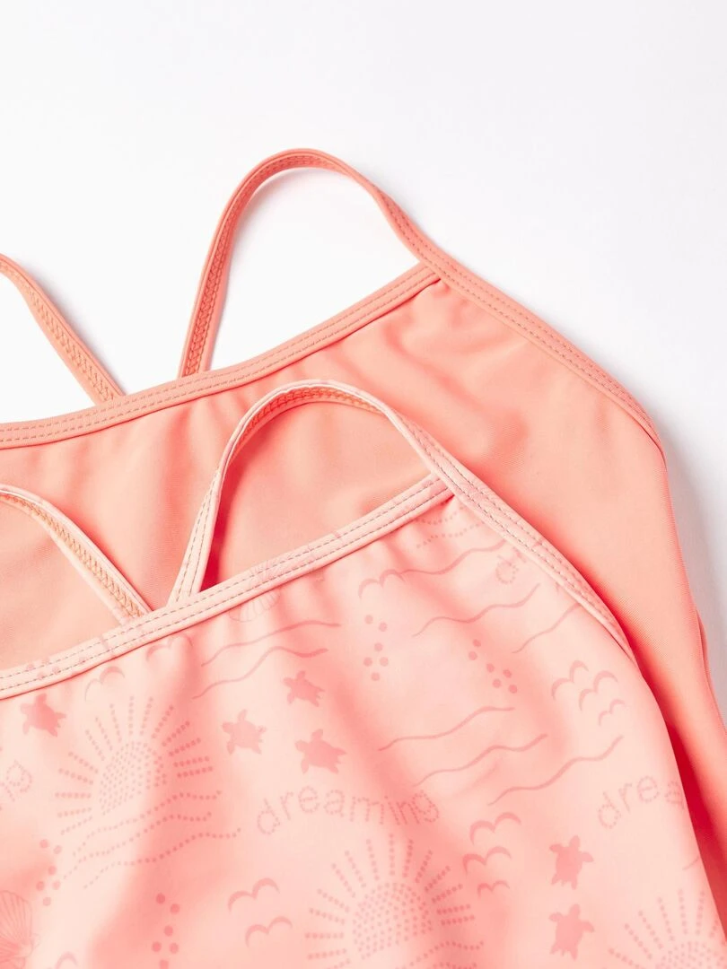 2 Maillots de Bain pour Fille 'Soleil'   Blanc Orange clair