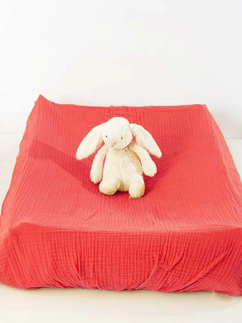 Housse de Matelas à Langer en Coton Bio Fraise   Rouge