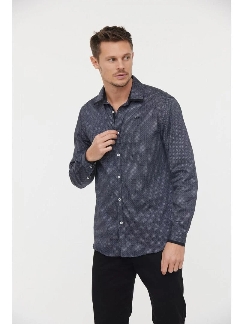 Lee Cooper   Chemise manches longues coton regular DIMIX   gris anthracite