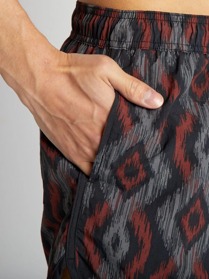 Short de bain court avec motifs   Gris/rouge