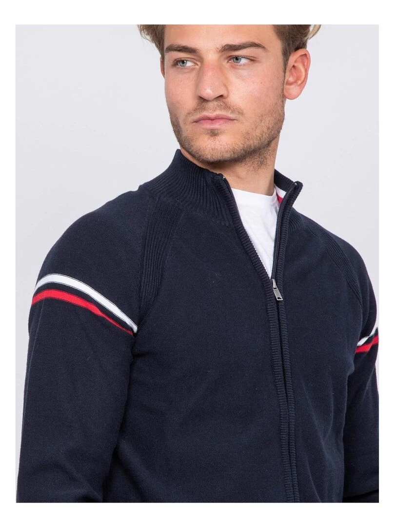 Gilet zippé col montant coton AUGUSTIN   Bleu marine