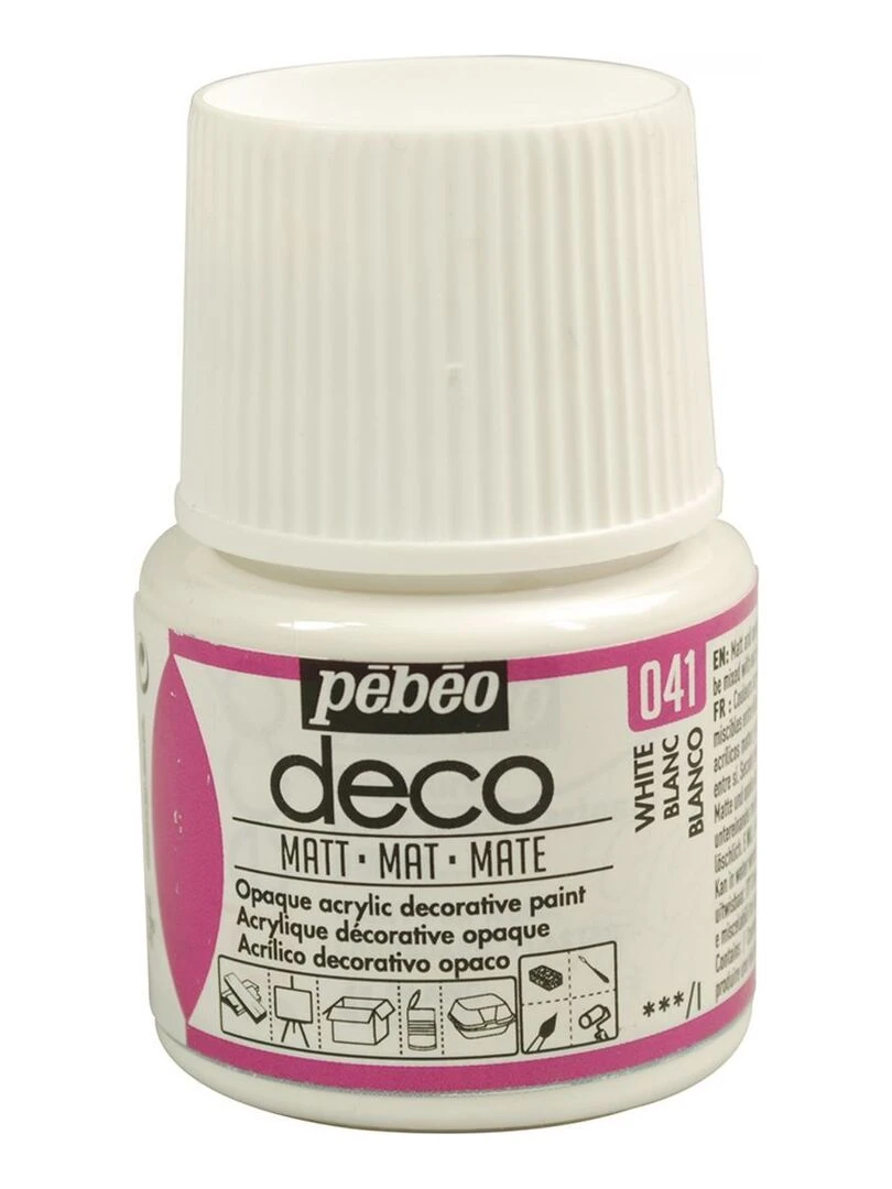 Peinture acrylique opaque mate   Blanc   45 ml   N/A