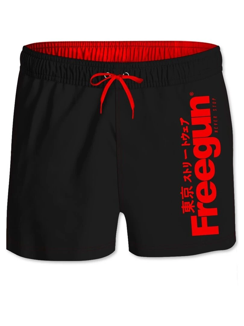 Boardshort Court garçon ceinture élastique Logo Freegun Noir